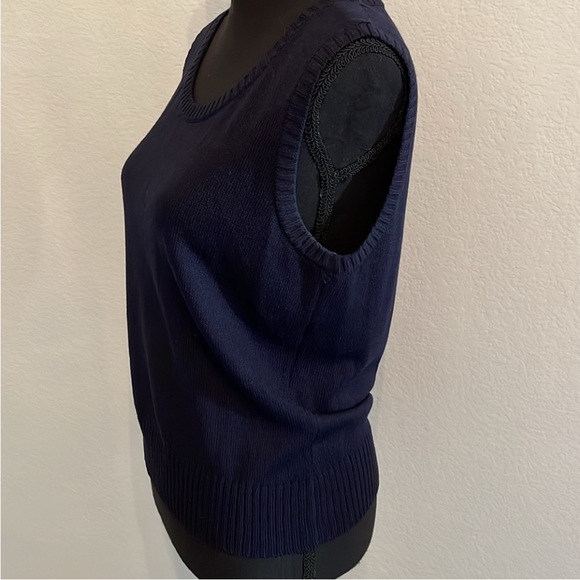 St.John Twin Set Navy/ white Wool Blend Cardigan / Vest size M - Picture 13 of 16